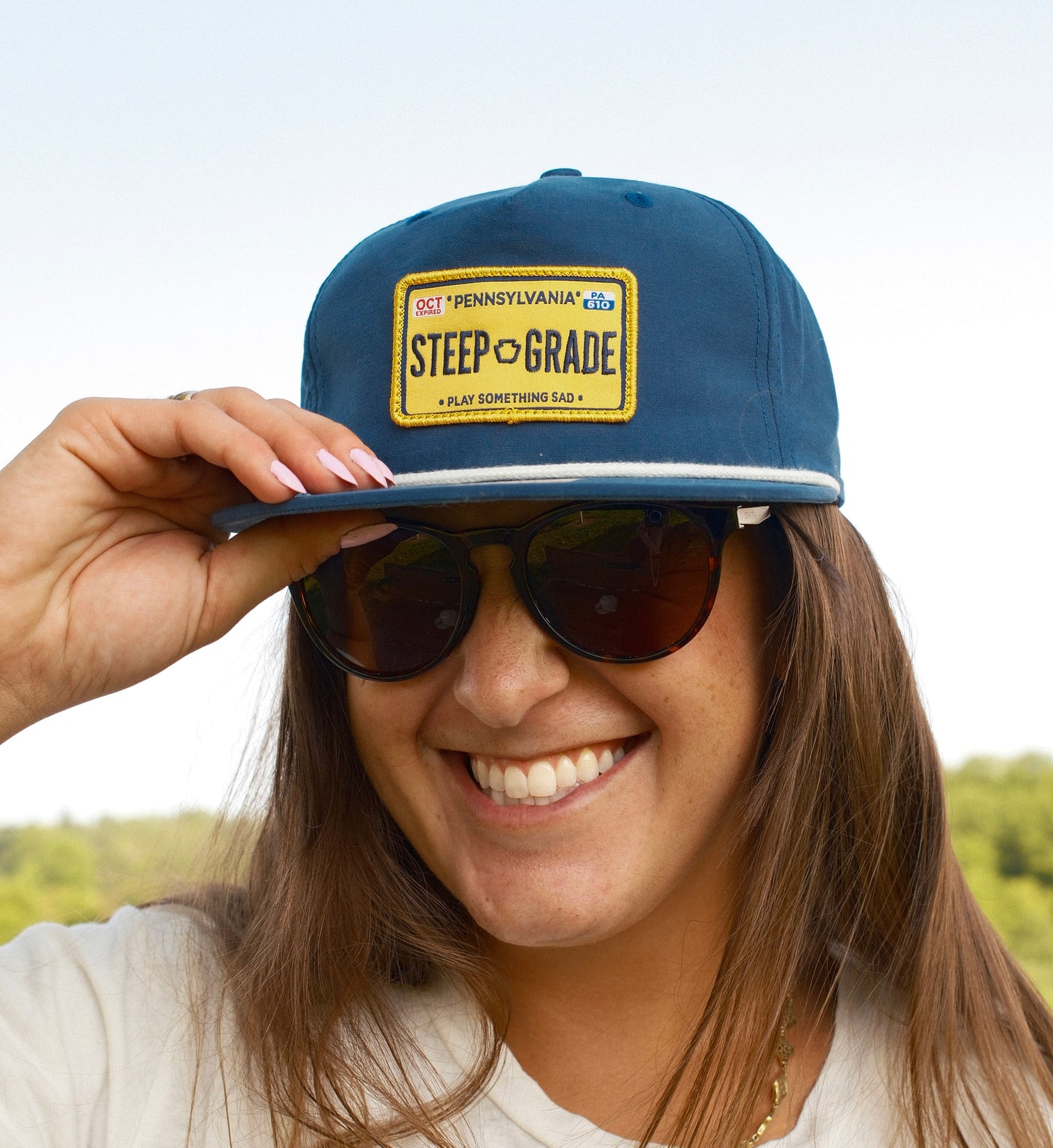 Navy and White Rope Hat